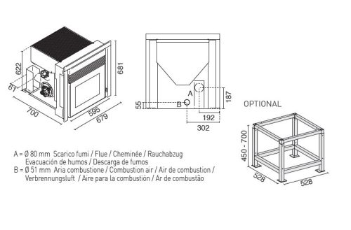 Andrea pellet kandalló (9,5 kW)  Légcsatornázható. Dupla ventilátorral