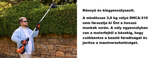 ECHO DHCA-310 akkumulátoros magassági sövényvágó (2 Ah akkumulátorral és töltővel)